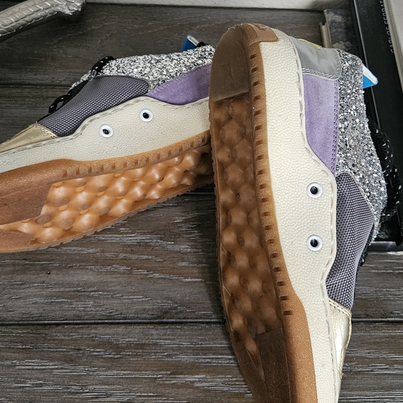 Golden Goose HTF Glitter Gold Lavender and Black Sneakers Size 8 - Picture 9 of 15